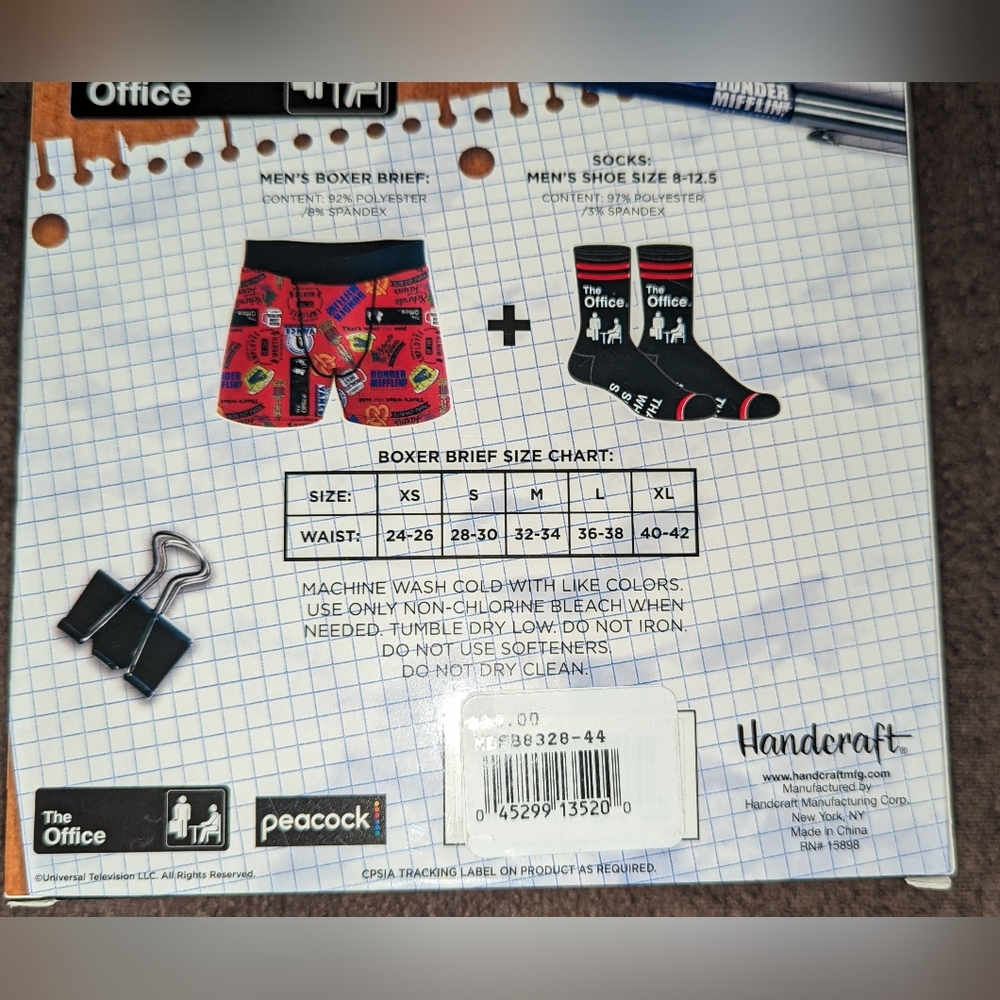 NIB-The Office -2pc boxer/crew socks set- men's sizes